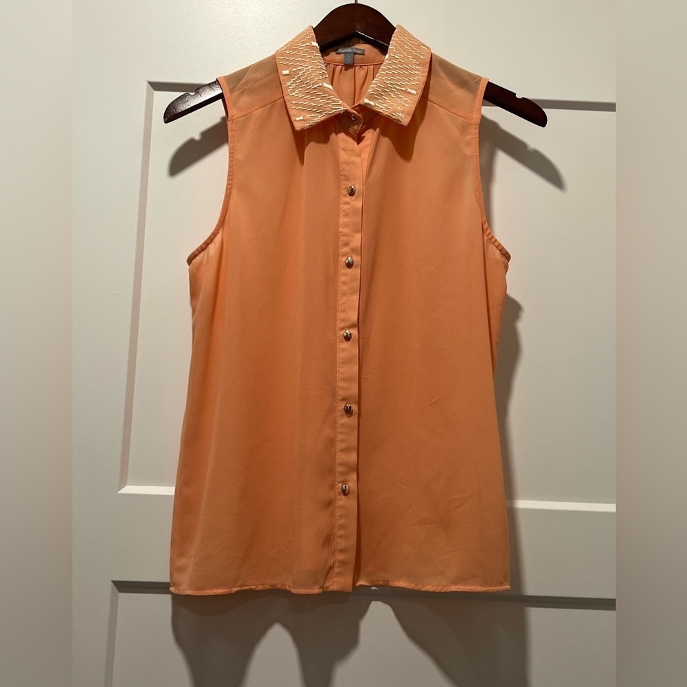 Charlotte Russe Orange Sleeveless Button Down Blouse